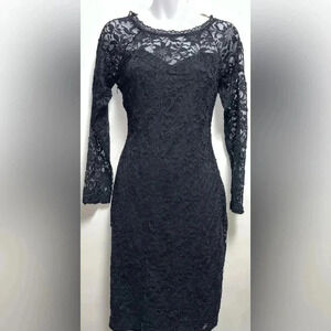 Little black dress soft lace dress  long sleeve dress formal dress prom dress